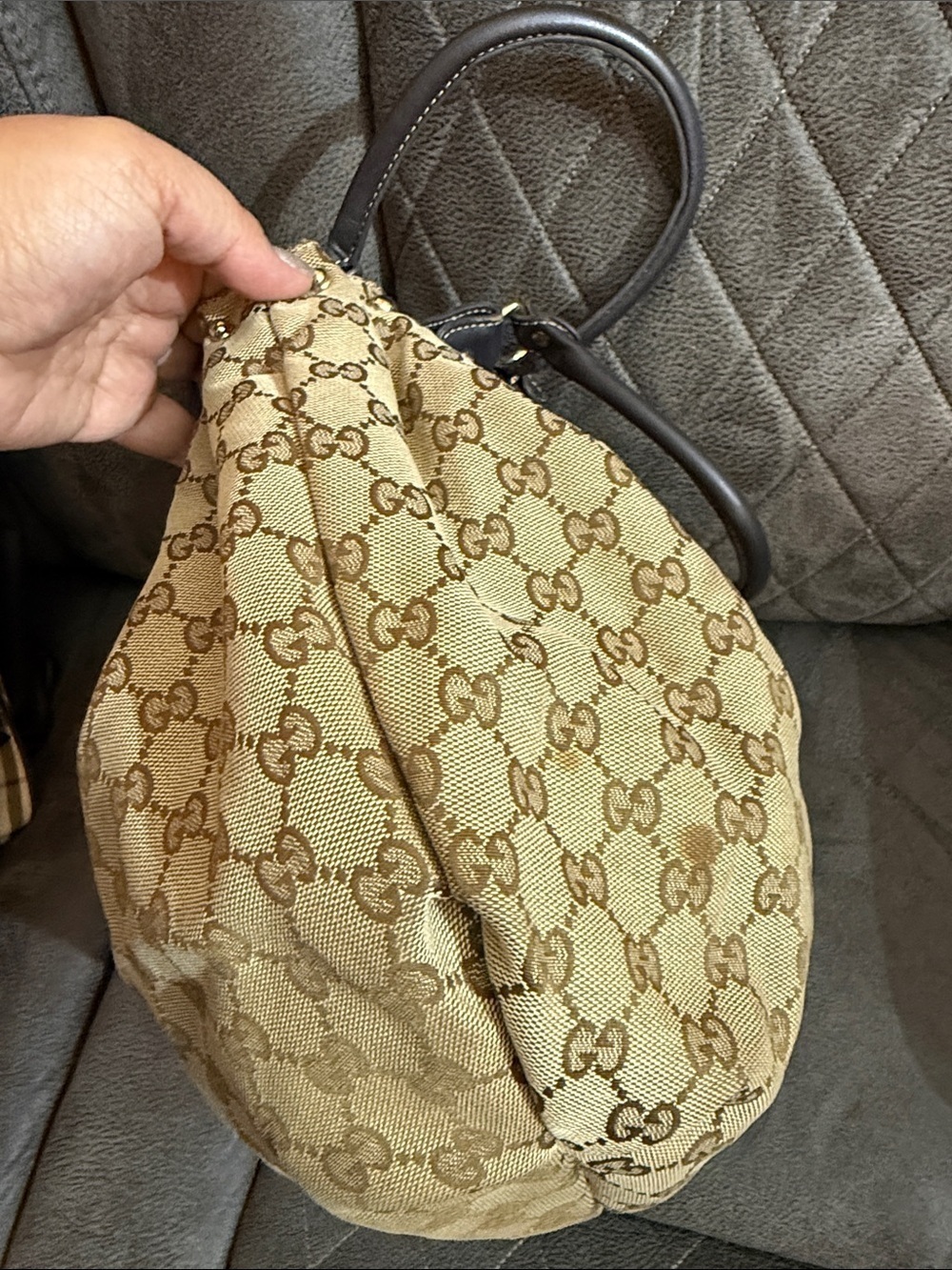 Gucci Monogram Canvas Shoulder Bag in Beige and Brown - Picture 4 of 10